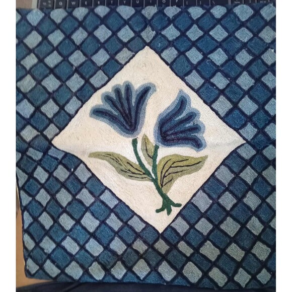 Handmade Other - VTG Hand-Stitched Afghanistan Authentic Pillow Cover – Blue Floral